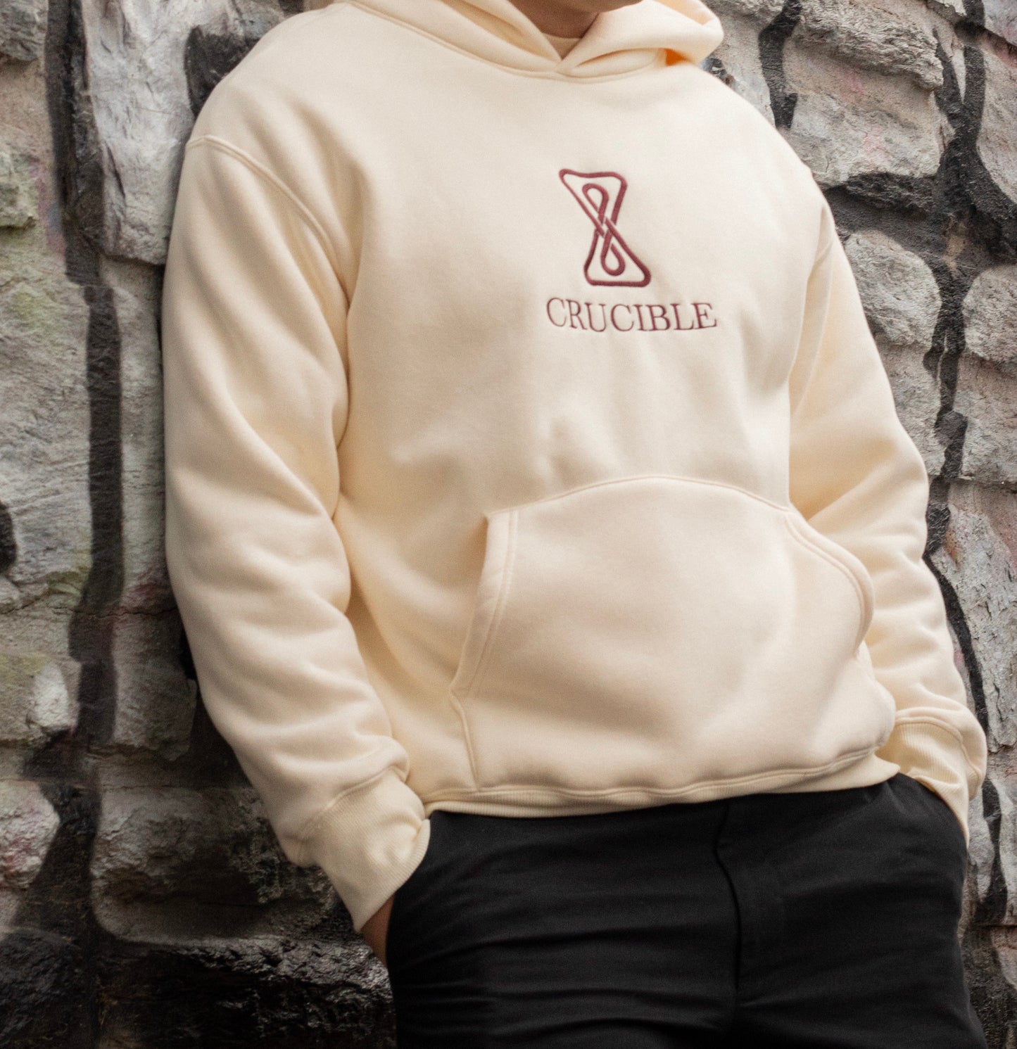 Classic Logo Hoodie - Cream/Maroon